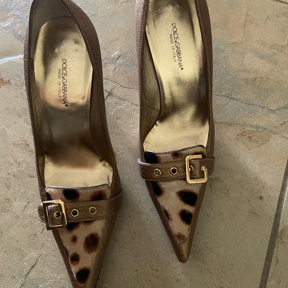 Dolce & Gabbana Brown Leopard Heels with Buckle